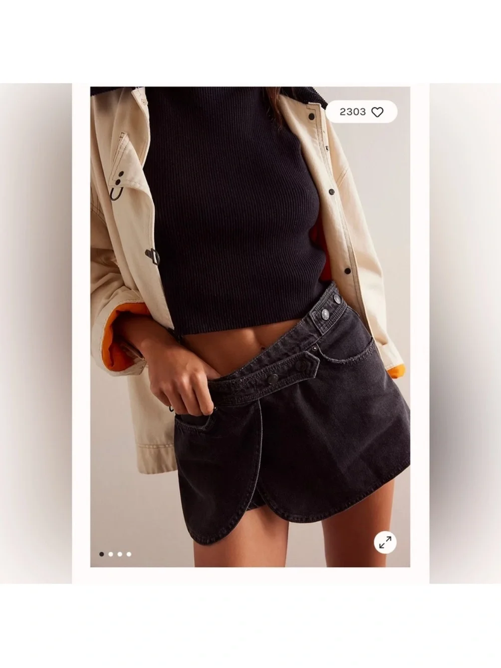 Free People We The Free Maxine Denim Skort. NWT. Black